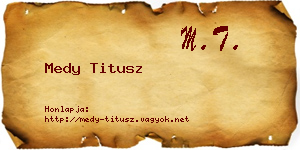 Medy Titusz névjegykártya